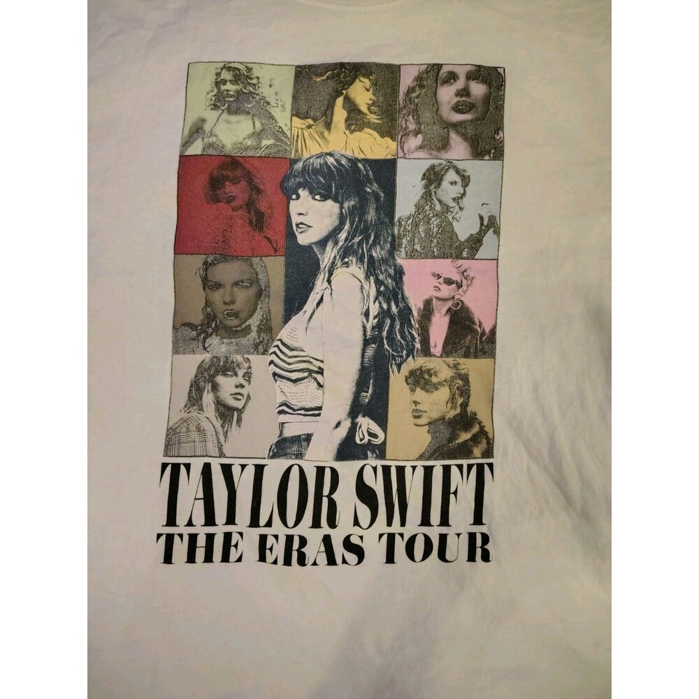 2023 Taylor Swift Eras Tour T Shirt Size M Cotton Short Sleeve White Sm Flaw - Picture 6 of 8